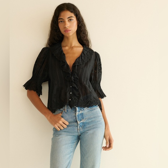 Doen Tops - Doen Henri Top in Black Eyelet